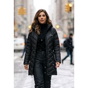 NWT Columbia Women's Heavenly Long Hooded Jacket Omni Heat Black Size Large